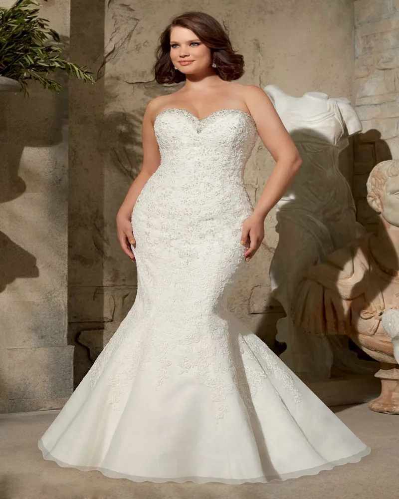 Corset Wedding Dress 2016 Sweetheart Curvy Mermaid Bride Dresses Lace
