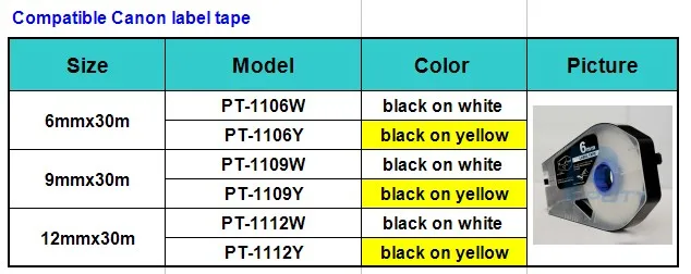 Китай хороший кассета с маркировочной лентой совместимый canon 3476A026 6 мм x 30 м желтая этикетка с высоким качеством