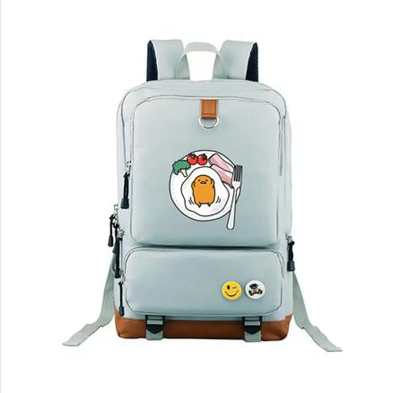 Alta calidad 2018 nuevo divertido Gudetama impresión Mochila escolar Kawaii Mochila de lona femenina Mochila de viaje Alta calidad 2018 nuevo divertido Gudetama impresión Mochila escolar Kawaii Mochila de lona femenina Mochila de viaje