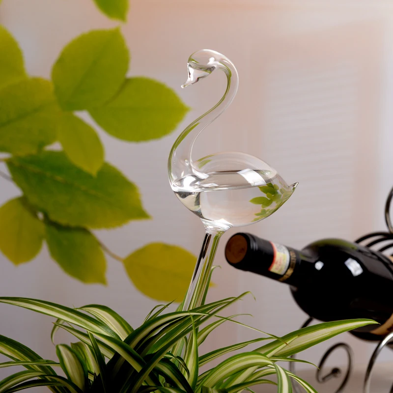 

Clear Glass Automatic Watering Devices Swan Shaped Vase Terrarium Container House Plants Flowers Creative Waterers Drip