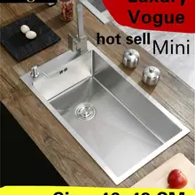 Кухонная ручная раковина одинарная мойка, высокое качество, мойка овощей, 304 нержавеющая сталь, Горячая 460x430 мм