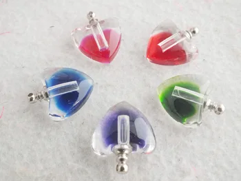 

Free shipping Bulk 100pcs/lot Mixed Color Heart Perfume pendant bottle ,vial pendant bottle Z-2083