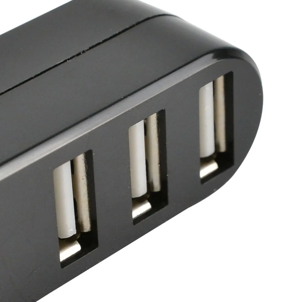 Компактный размер высокоскоростной USB2.0 концентратор Черный Мини USB 3 порта вращается сплиттер адаптер концентратор для ПК расширения