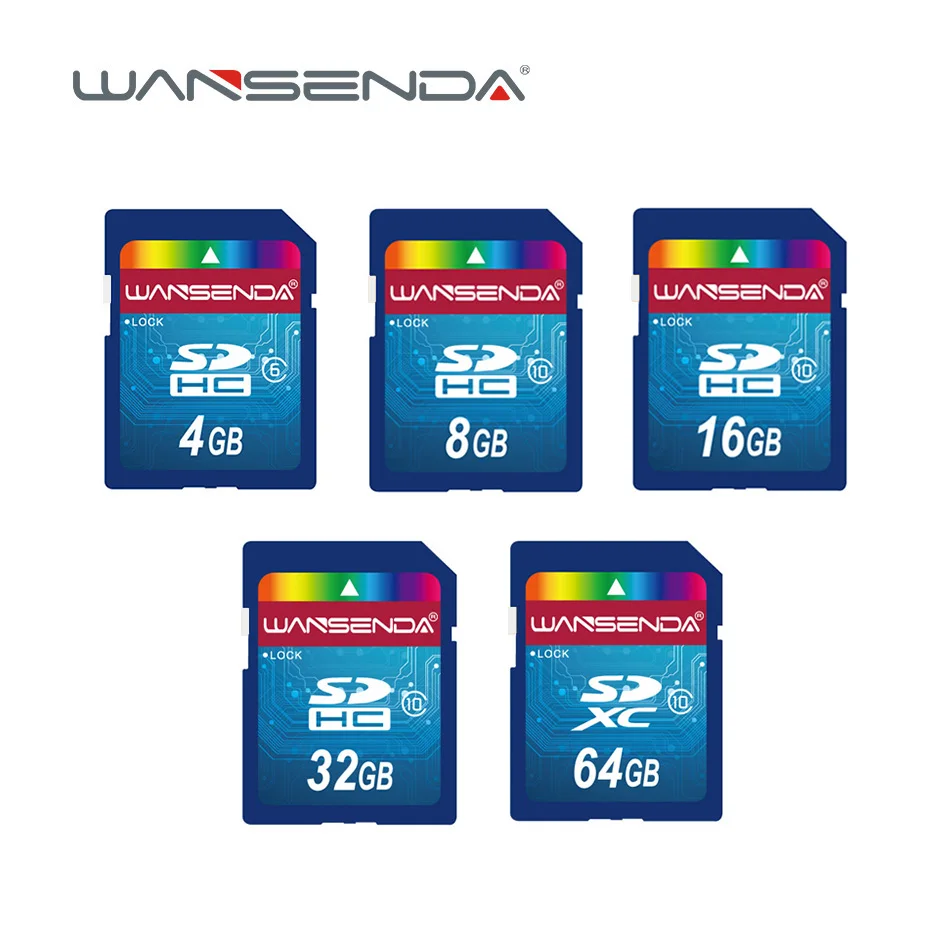 Оригинальная полноразмерная sd-карта Wansenda, 4 ГБ, 8 ГБ, 16 ГБ, 32 ГБ, 64 ГБ, карта памяти реального объема для камеры в розничной упаковке