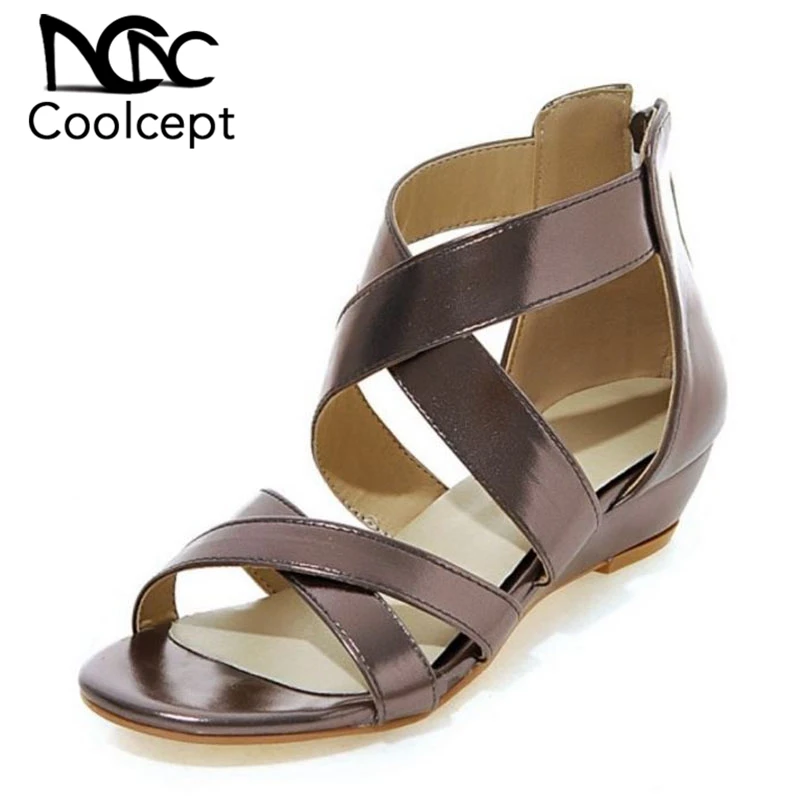 

Coolcept Fashion Summer New Women Flats Sandals Open Toe Zipper Simple Sandals New Daily Shoes Women Footwear Size 33-43