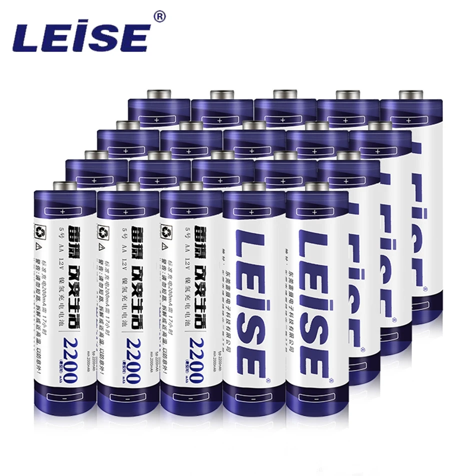 LEISE 20pcs AA Аккумуляторная батарея 1,2 v Ni-MH 2A 2200 mAh батареи рециркулируют 1000 раз AA батареи для дистанционного управления игрушки