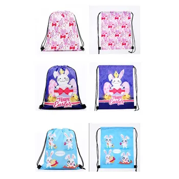 Novelty Toy 6 Pcs Easter Rabbit Bunch Pocket Rabbit Printed Bundle Bag Shopping Storage Backpack Funny Easter Toy New