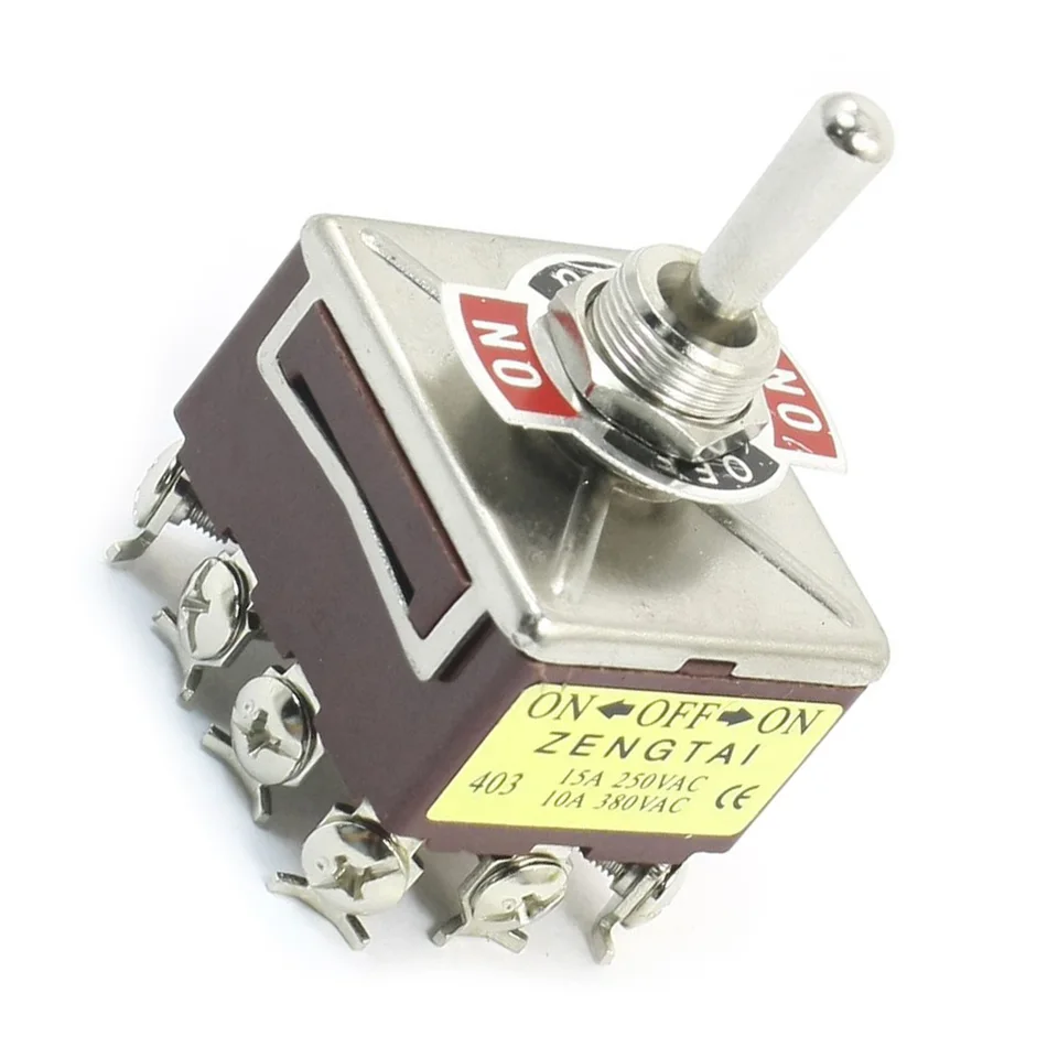 3 Posiciones 12 Pin Cierre Interruptor Conmutador 4PDT Rojo Ladrillo AC 380V 10A ON//OFF//ON