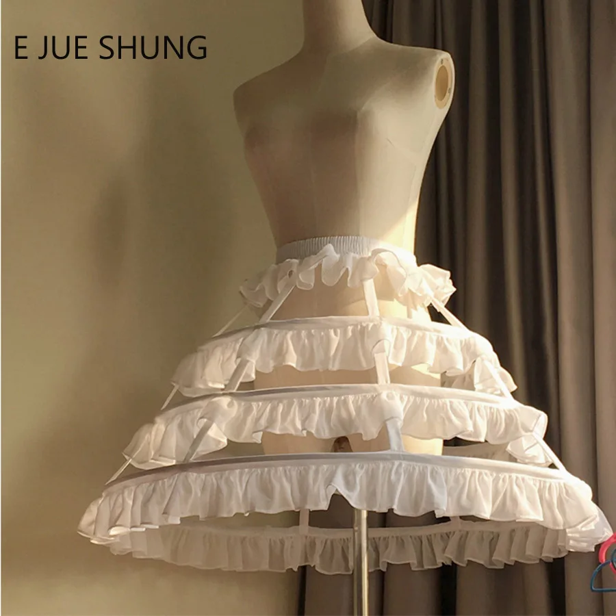 E JUE Шунг Лолита Короткие юбки бальное платье Косплэй Underskirt 3 Обручи рюшами рокабилли кринолин свадебные аксессуары