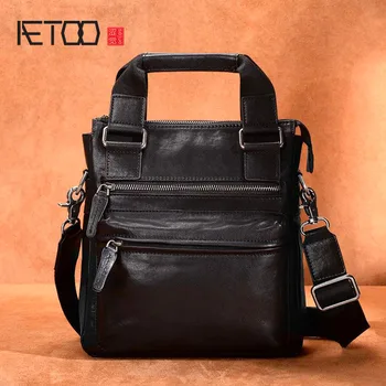 

AETOO Handbag men's casual multi-function large-capacity shoulder bag Messenger bag first layer cowhide