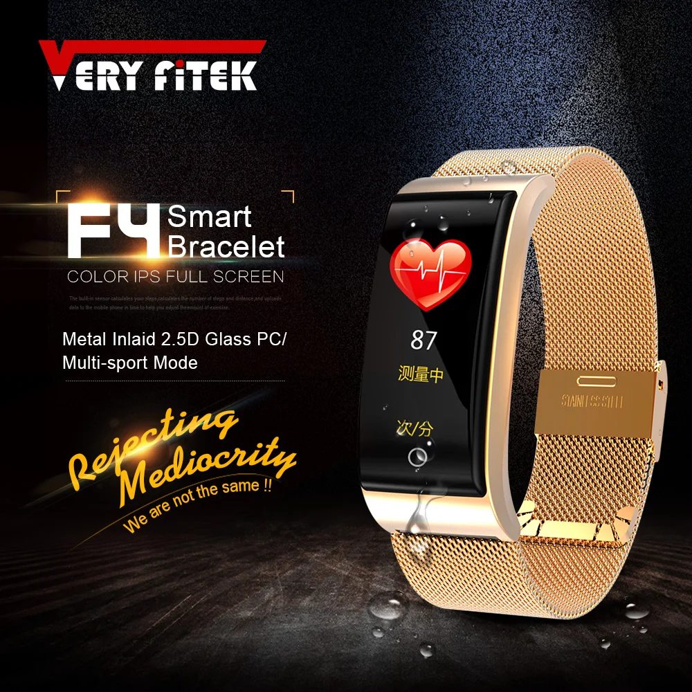  VERYFiTEK F4 Metal Smart Band Wristband Blood Pressure Heart Rate Monitor Men Women Fitness Watch P - 32892394982