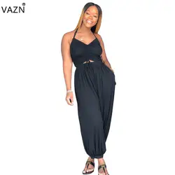 VAZN элегантные пикантные модные популярные 2018 Для женщин комплект из 2 частей Твердые Холтер бикини топы Свободные полной длины