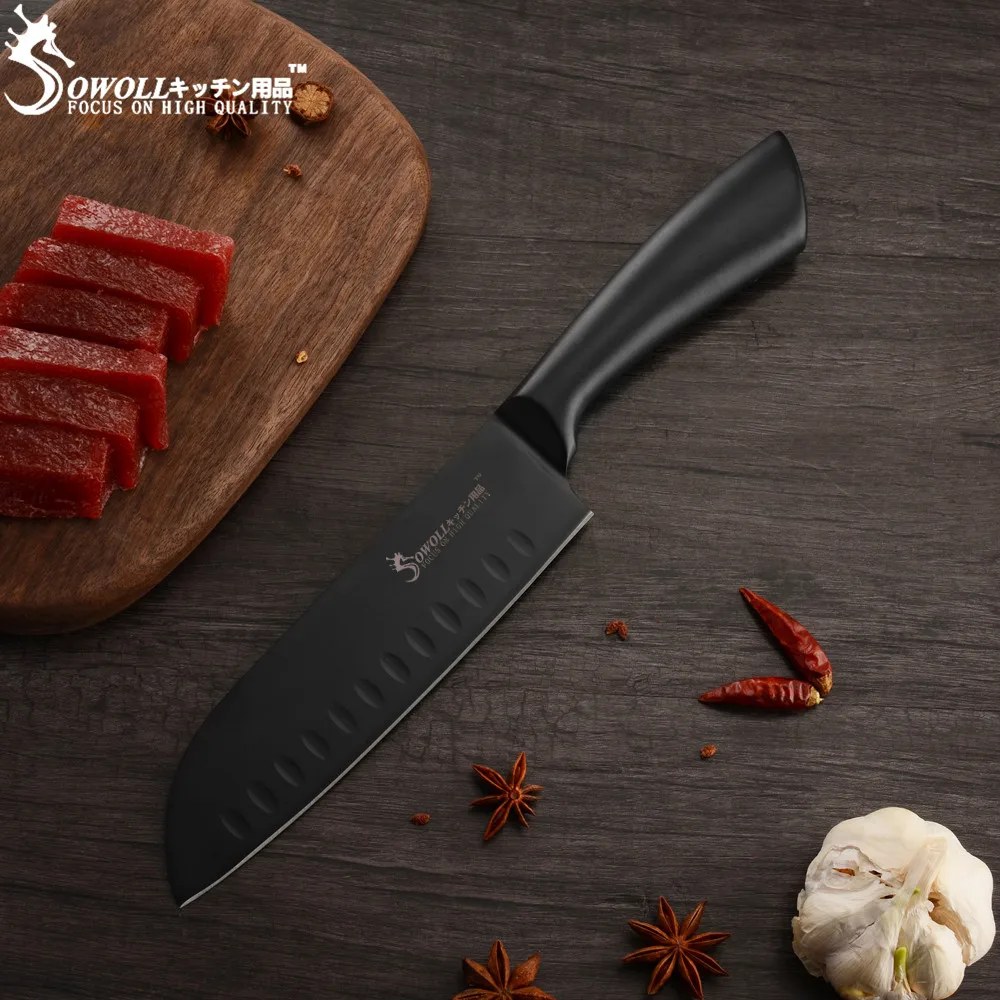 Sowoll шеф-повара кухонный нож 3Cr13Mov набор ножей из нержавеющей стали японский профессиональный поварской нож с антипригарным покрытием кухонные инструменты