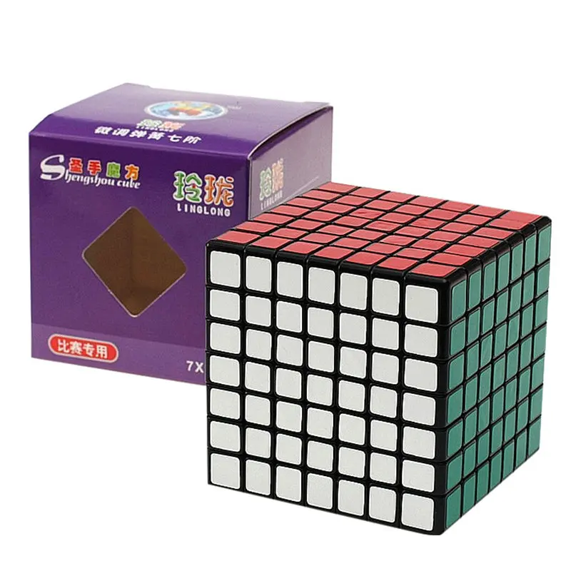 Shengshou lignlong 7x7 куб скоростной куб 6,9 см размер мини куб пазл игрушки - Цвет: Черный