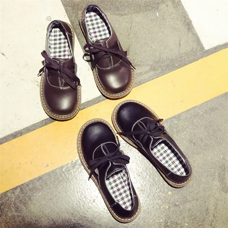

2018 new hot Korean fashion retro student flat shoes thick bottom wild college wind England shoes trend comfortable flat shoes