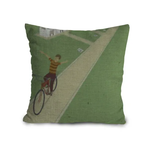 45x45cm Light Green Custom Printed Boy Riding A Bike Pattern Sofa Cushion Cover decorative pillows cushion Wholesale boys-bike : image 45x45cm Light Green Custom Printed Boy Riding A Bike Pattern Sofa Cushion Cover decorative pillows cushion Wholesale boys-bike