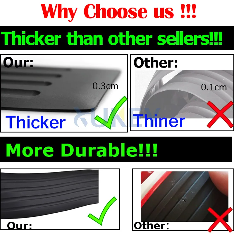 Auto Rear Back Door Bumper Sill Protector Plate Rubber Cover Guard Anti Scartch