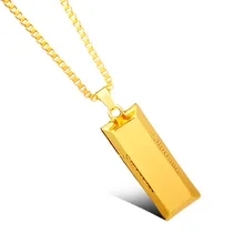 

dongsheng Fashion Gold Cube Bar Necklace&Pendant Hip Hop Jewelry Dance Charm Franco Men Chain Necklace