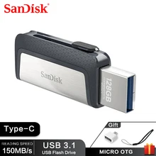 Двойной Флеш-накопитель SanDisk SDDDC2 Экстрим Тип-C 128GB 64GB двойной OTG USB флеш-накопитель 32 ГБ флэш-накопитель USB флешки Micro USB флэш-Тип C 16 Гб
