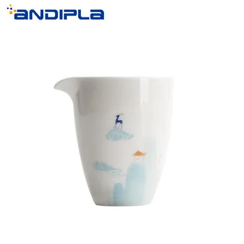 

250ml Japanese Style Deer God Fair Cup Ceramic White Jade Porcelain Kung Fu Tea Set Coffee Milk Mug Teacup Chahai Cup Tea Sea