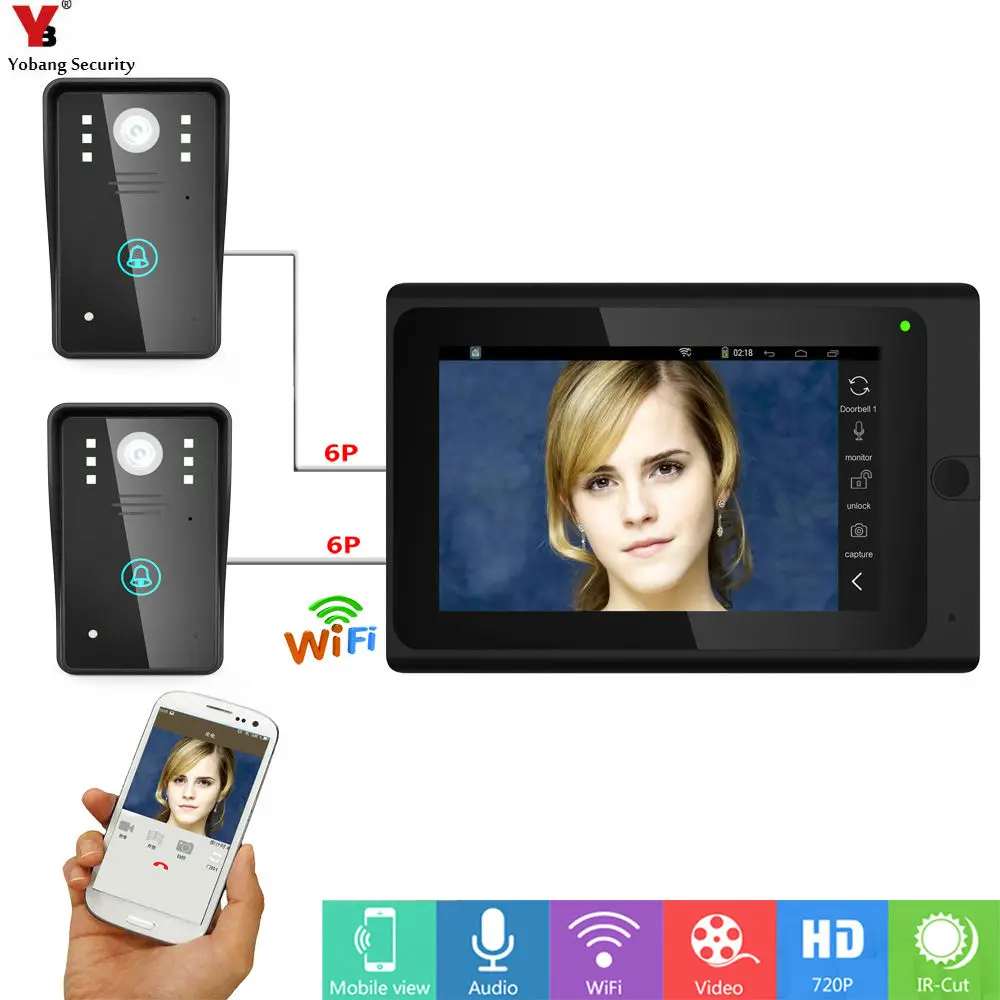 #*Cheap Yobang Security 7inch Wired Wireless Wifi Video Door Phone Doorbell Intercom withSupport Remote APP unlocking Recording,Snapshot