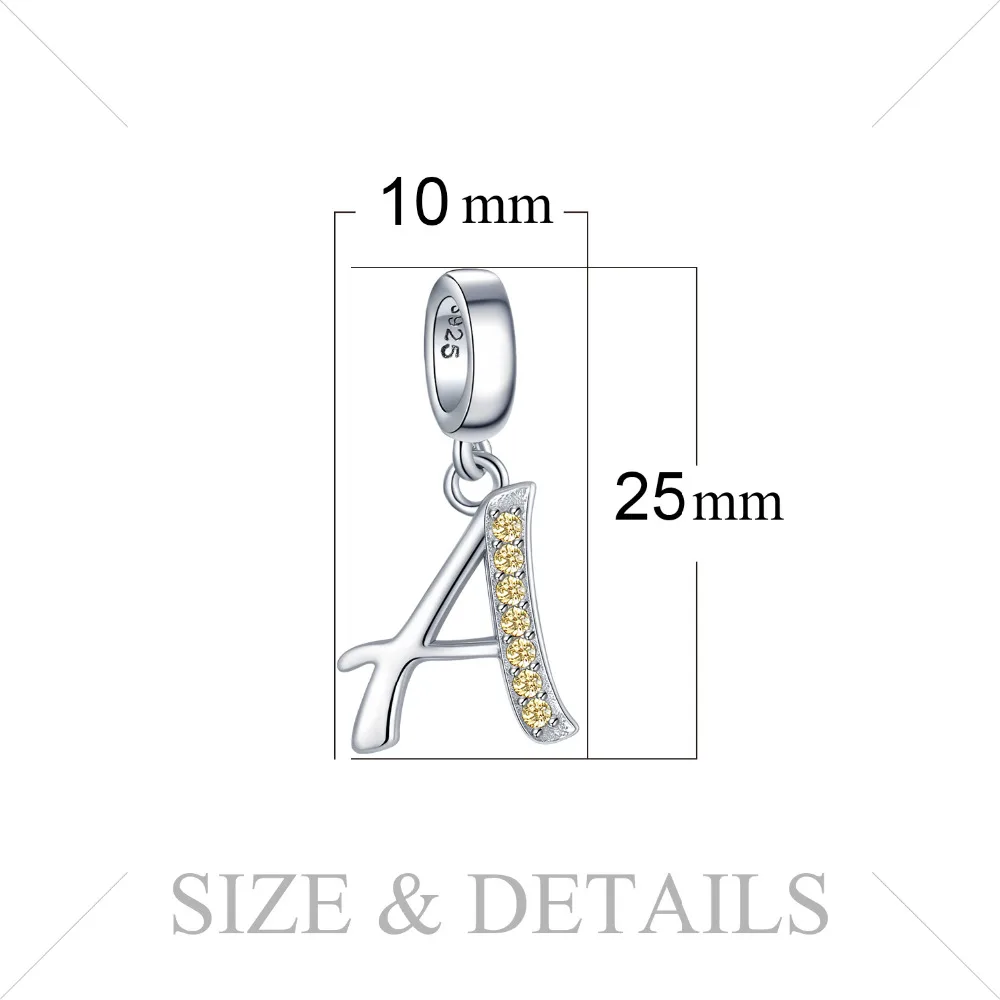 JewelryPalace Золотой Желтый кубический цирконий с буквой А Серьги Подвески шармы