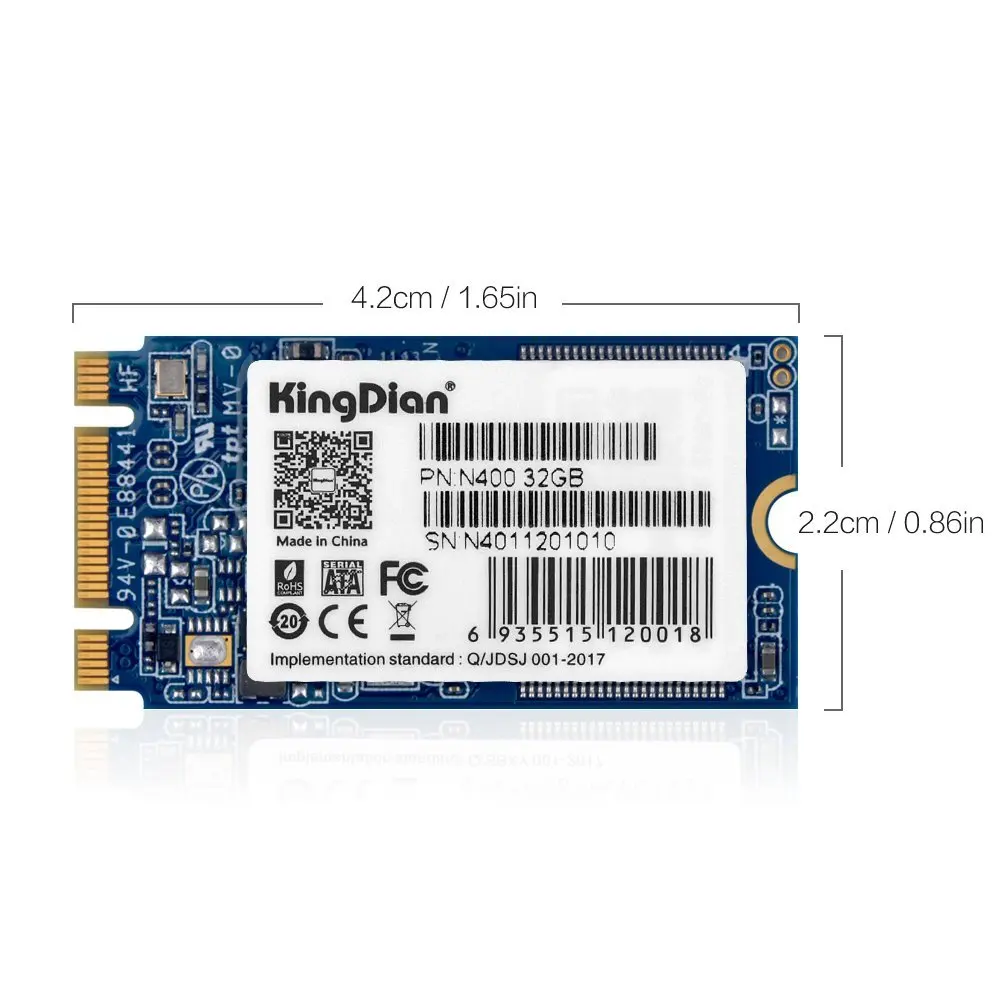  KingDian M.2 NGFF M.2 2242 2280 Solid State Drive Disk for Desktop PCs and MacPro N400 32GB 42mm