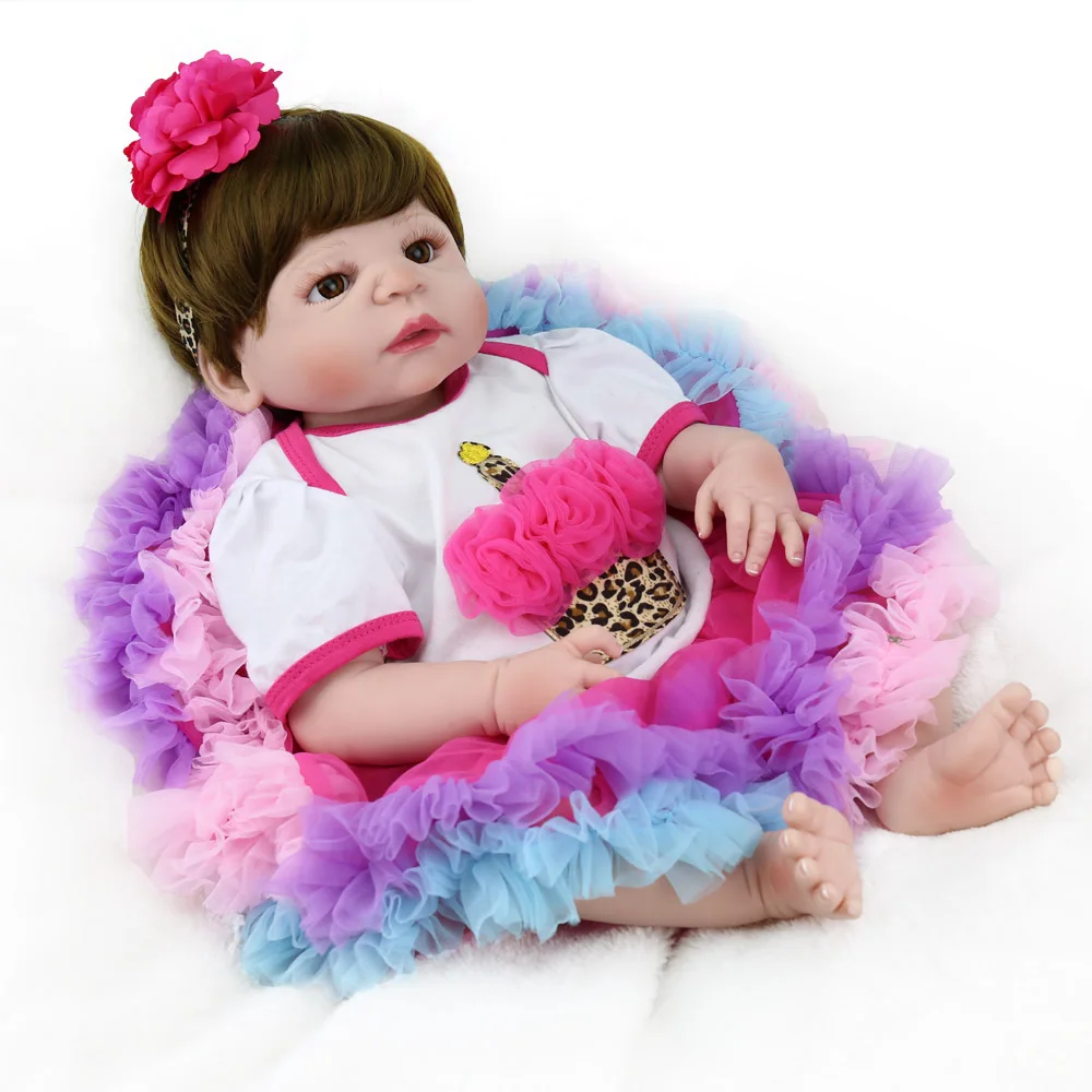 

Full silicone reborn dolls 22"55cm bebe girl reborn baby dolls creative children gift toy dolls real alive bonecas