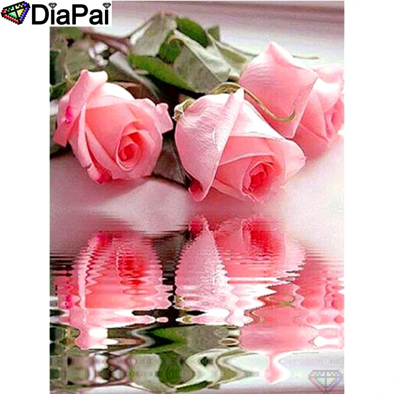 

DIAPAI Diamond Painting 5D DIY 100% Full Square/Round Drill "Rose flower scene" Diamond Embroidery Cross Stitch 3D Decor A24689