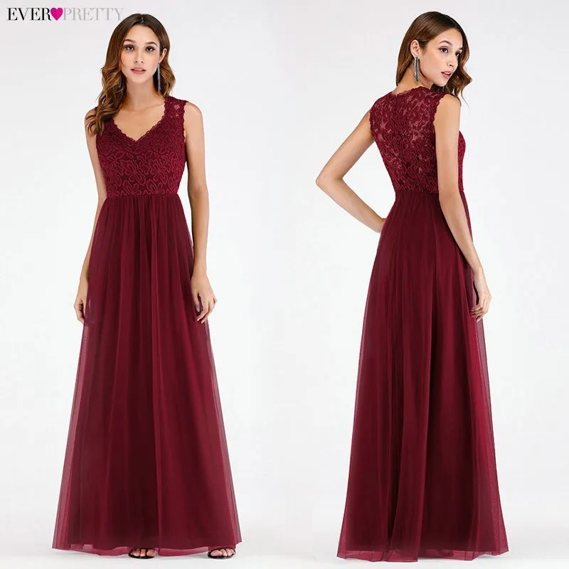 Evening Dresses Long 2019 Ever Pretty EP07509 Elegant A-line V-neck Tulle Sleeveless Lace Appliques Formal Evening Party Gowns Evening Dresses Long 2019 Ever Pretty EP07509 Elegant A-line V-neck Tulle Sleeveless Lace Appliques Formal Evening Party Gowns