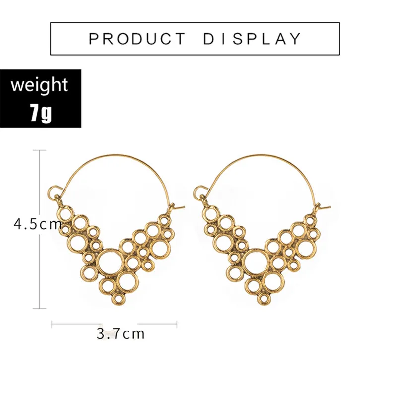 Elegant   Women Fashion Creative Geometric Alloy Hollow Size Round Earrings Boucle D'oreille Femme 2019 Hanging Earrings Y1# (9)
