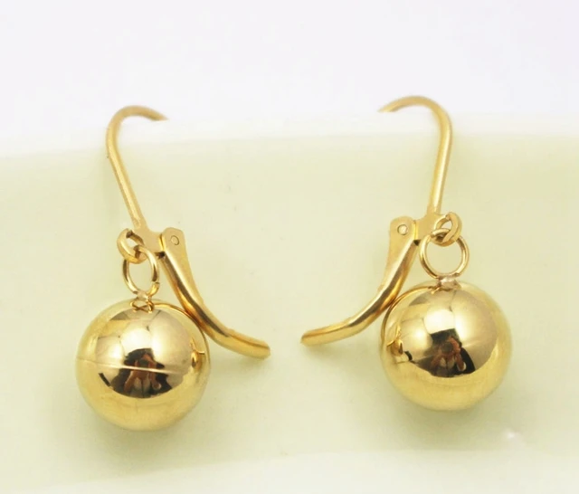 2017 Fashion Gold Bead Dangle Golden Stainless Steel Stud Earrings 2017 Fashion Gold Bead Dangle Golden Stainless Steel Stud Earrings Ear Fine Jewelry Brincos