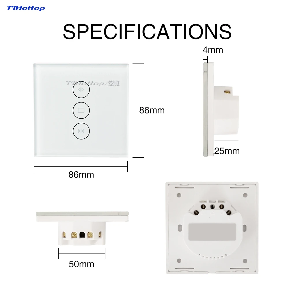 Wi-Fi шторный переключатель Великобритания/ЕС стеклянная панель мобильное управление через приложение Tuya Work TLHOTTOP