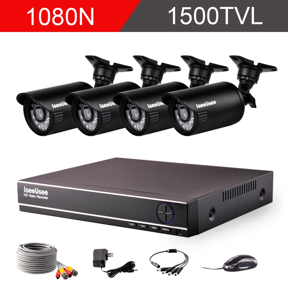 

ISEEUSEE 8CH CCTV Security System 8 CH HDMI 720P AHD DVR 4PCS HD 720P Camera kit Video Surveillance System