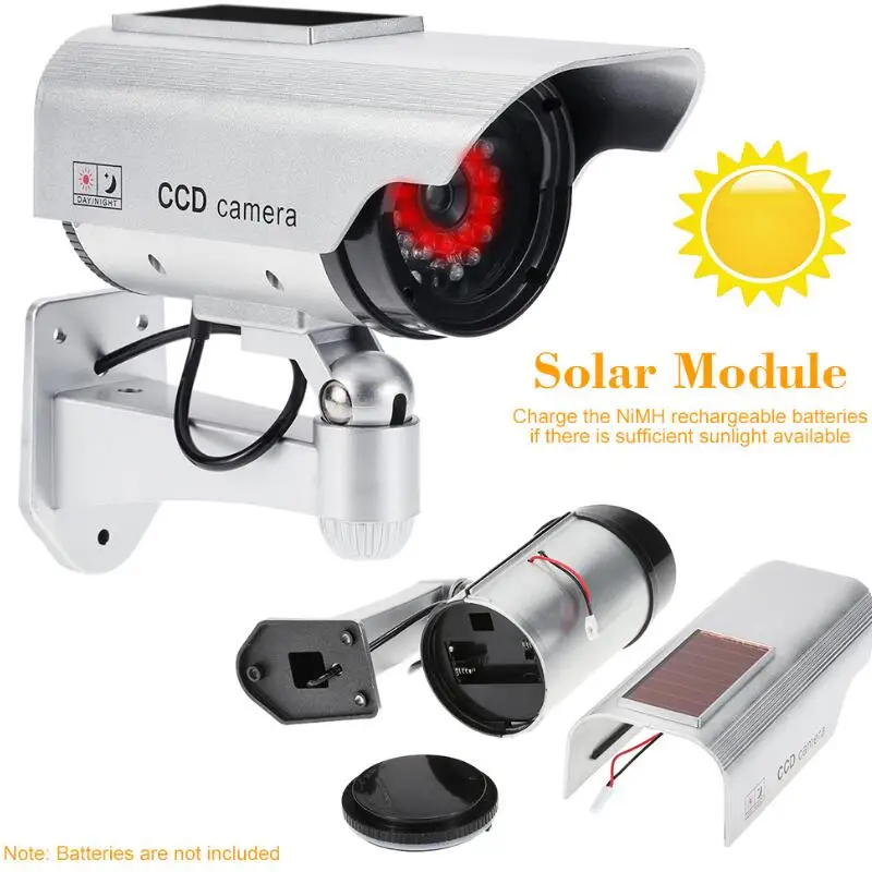 

Fake Camera Solar and Battery Powered Flicker Blink LED Rainproof Outdoor Dummy Security Camera Simulation Bullet Camera