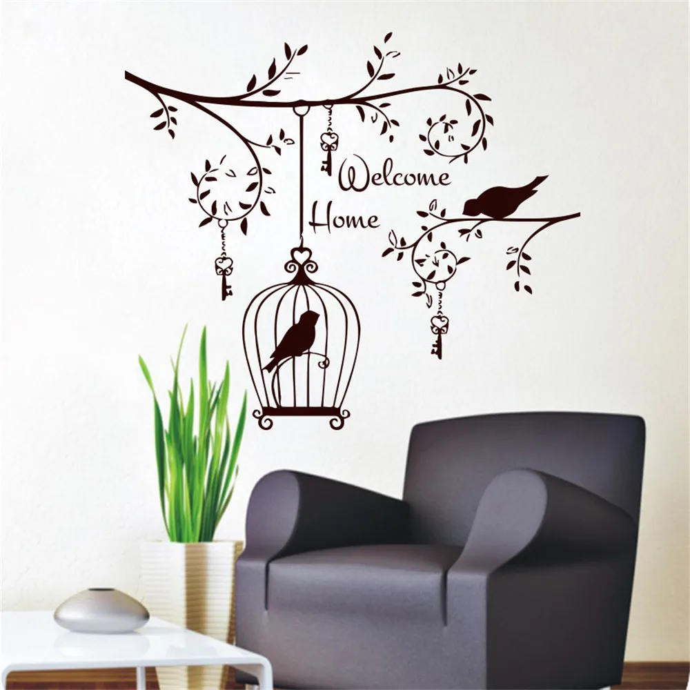Home Living Room Decorative Wall Sticker Birds In The Tree Vinyl