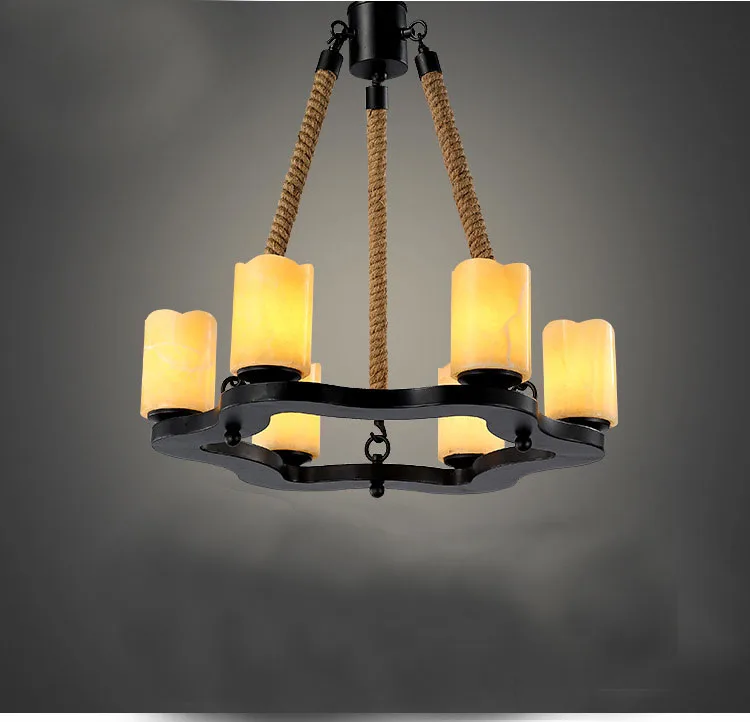 Modern Chandelier Lighting For Dining Room 6 Arms Marble Candle Modern Chandelier Lighting For Dining Room 6 Arms Marble Candle Fixture Profiled Iron Hemp Rope Hanging Ceiling Light In Pendant Lights From
