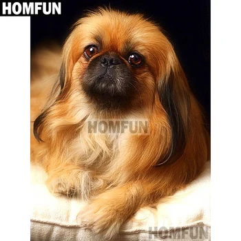 

HOMFUN Full Square/Round Drill 5D DIY Diamond Painting "Cute dog" Embroidery Cross Stitch 5D Home Decor Gift A01843