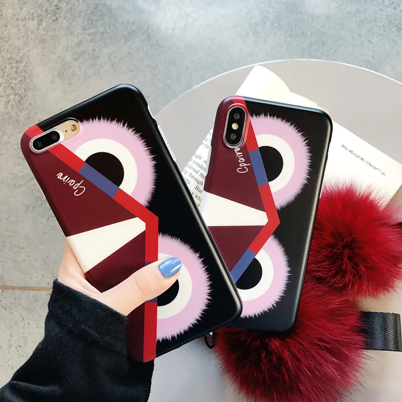 GYPHCA Cartoon Cute eye Phone case for iPhone 6 7 8 Plus X XS XR XSMAX Fox Fur Ball Pendant Soft Silicone Back Cover |