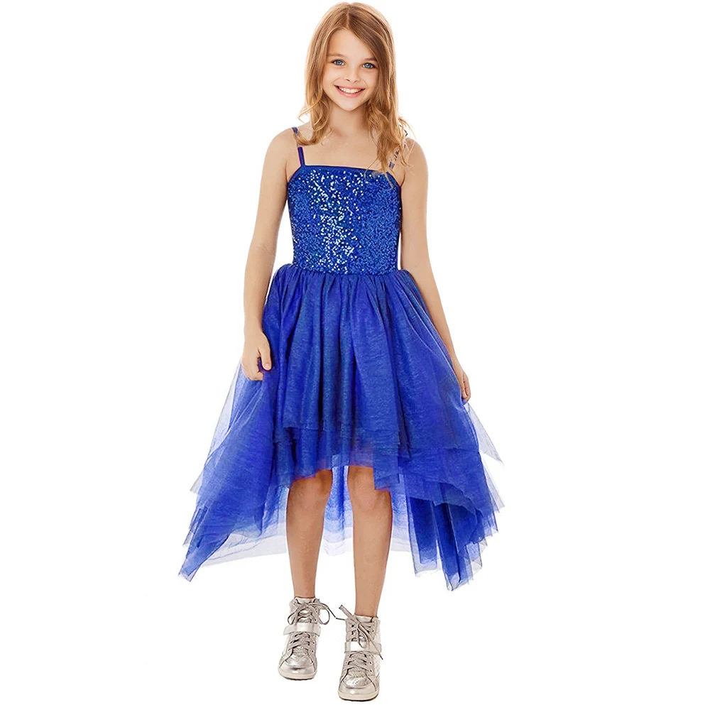 

New Hot Flower Girls Dresses For Weddings Spaghetti Beading Tulle High Low Pageant Gowns Zipper Back Holy Communion Gowns Summer