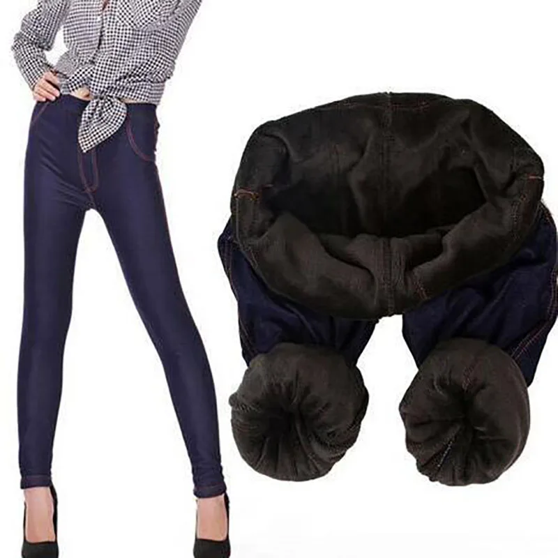 2018 Winter Warm Jeans Leggings Women Thicken Warm Pants Fashion