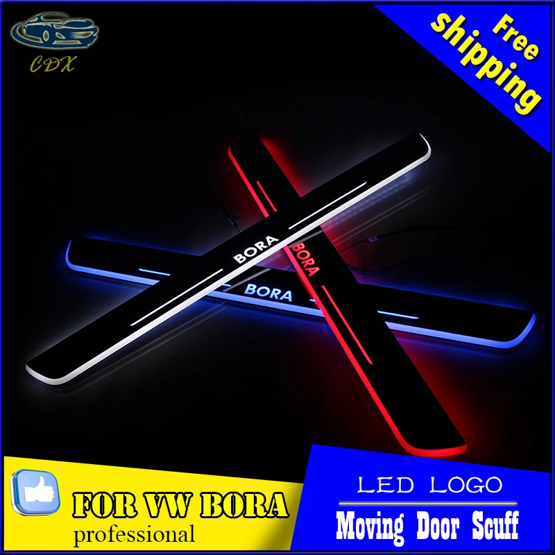

CDX car shop free shipping Led Door sill for VW Bora 2013 2014 2015 LED Moving light Door scuff plate welcome pedal accessories