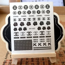 

50 Sheets Logo Brand Watermark Slider Nail Stickers Decal Water Transfer Tattoo BRAND Flower Decoration Manicure Nail art Tools