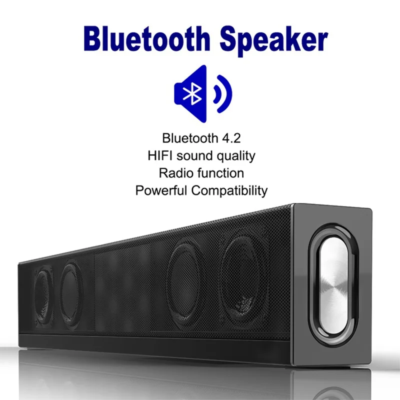 Саундбар Bluetooth, колонка Bluetooth 4,2 сильная совместимость портативный стерео автоматические беспроводные колонки черный