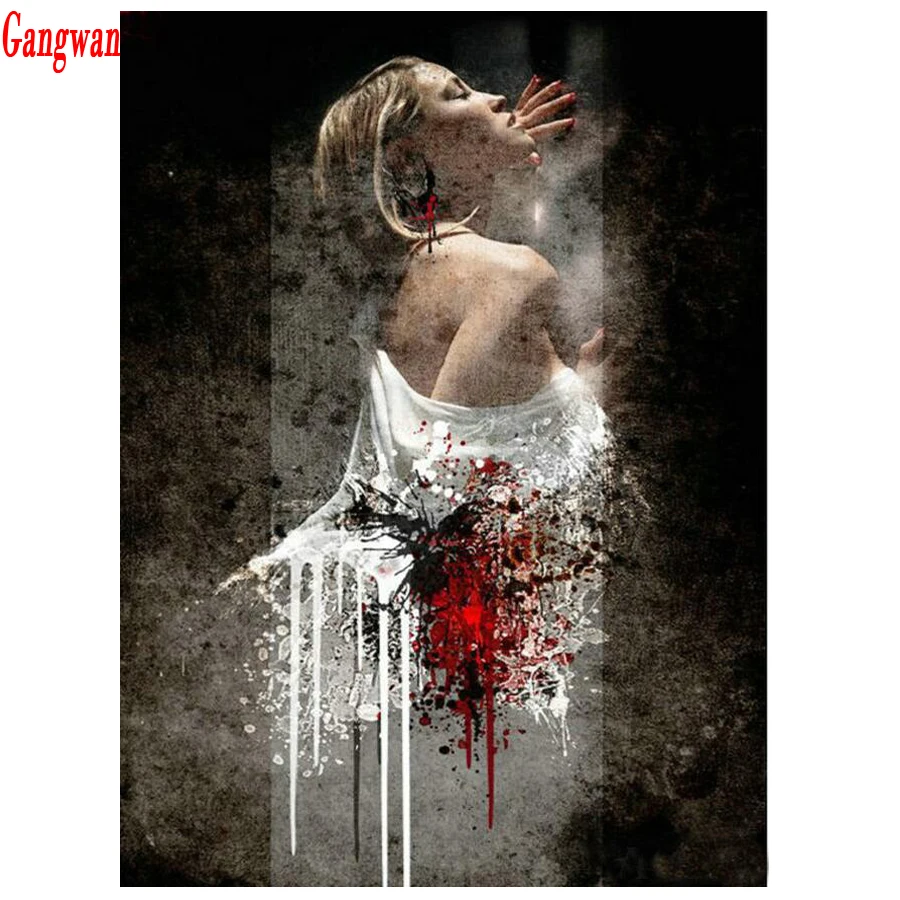 Woman portrait full round square stone diy diamond painting kits pattern mosaic embroidery Wall Art Picture Room Home Decoration