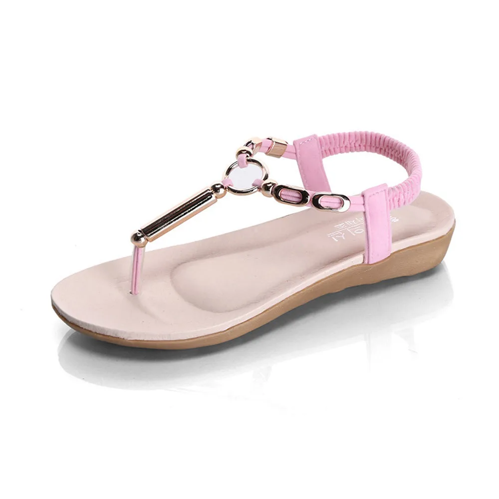 

2017 New Women Fashion Sweet Bohemia Beaded Sandals Female Clip Toe Sandals Girls Leisure Beach Herringbone Sandals Shoes Mar13