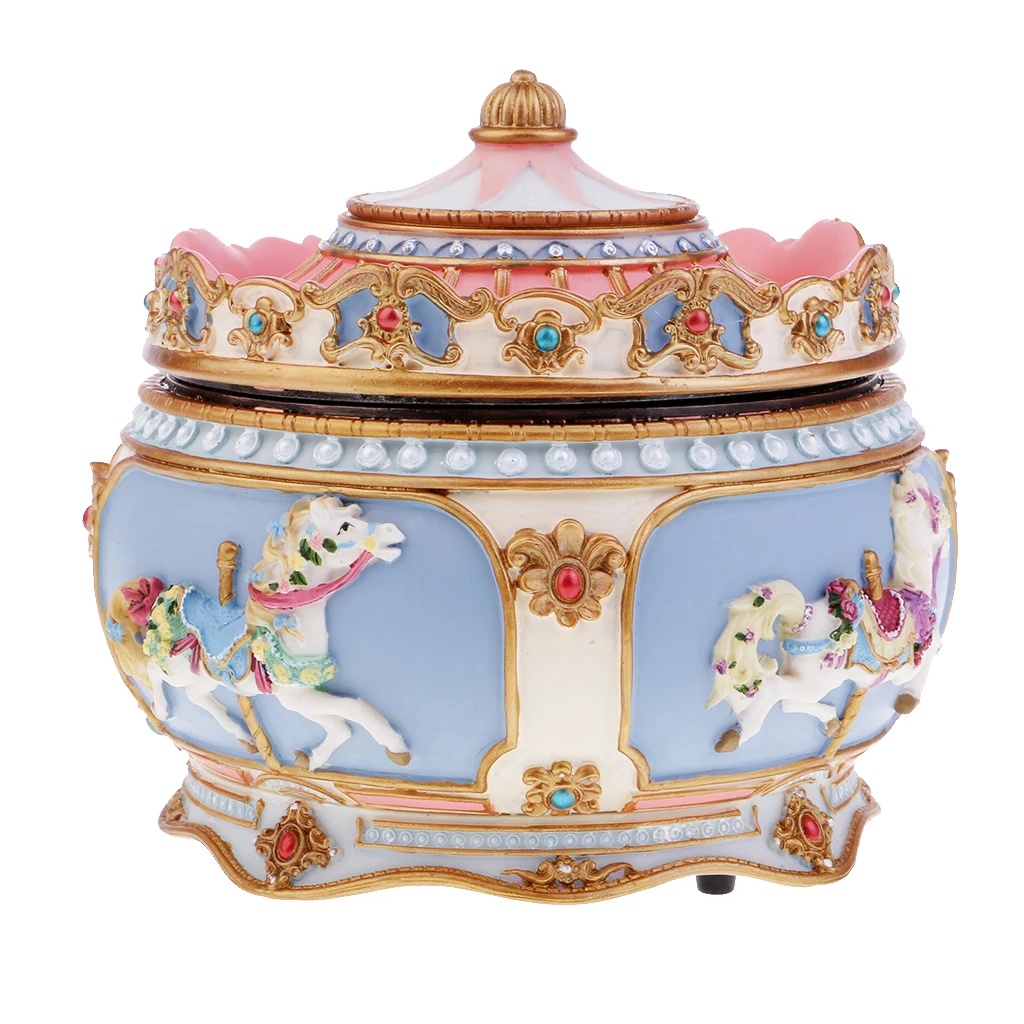 Carousel Music Box Colorful Led Musical Box Wedding Birthday Gift Let