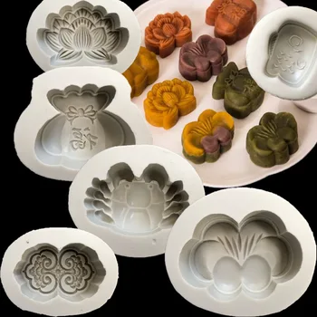 

Cartoon Rabbit Butterfly Lucky bag Lotus shape Baking Tools Silicone Moon Cake Mold Blessing DIY Moon Cake Mold