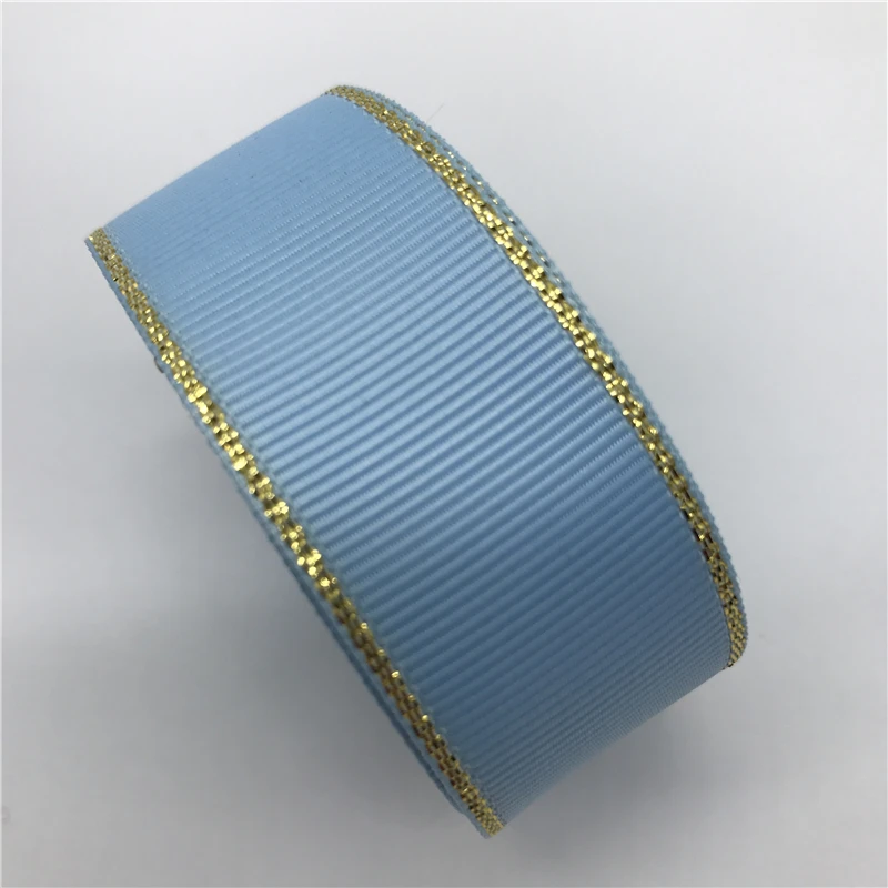 5 ярдов "(25 мм) золотая металлическая корсажная лента для кромки лента бант для волос свадебное Рождественское украшение Полиэфирная Лента Сделай Сам Шитье - Цвет: Light blue