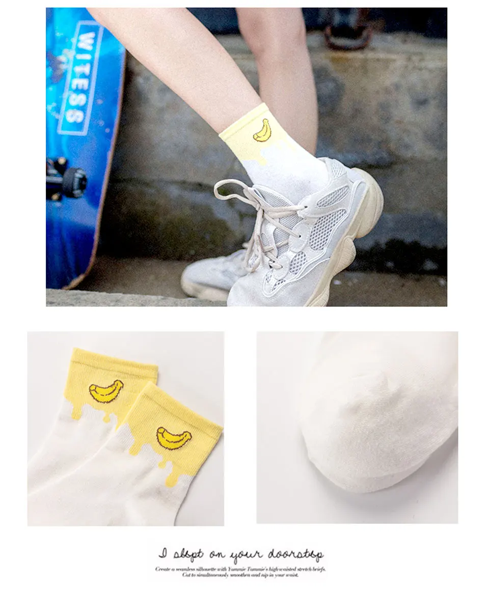 New Product Fresh Cartoon Color Matching Fruit Peach Strawberry Cherry Lady Tube Fashion Cotton Sock Sweet Casual Female Socks (7)